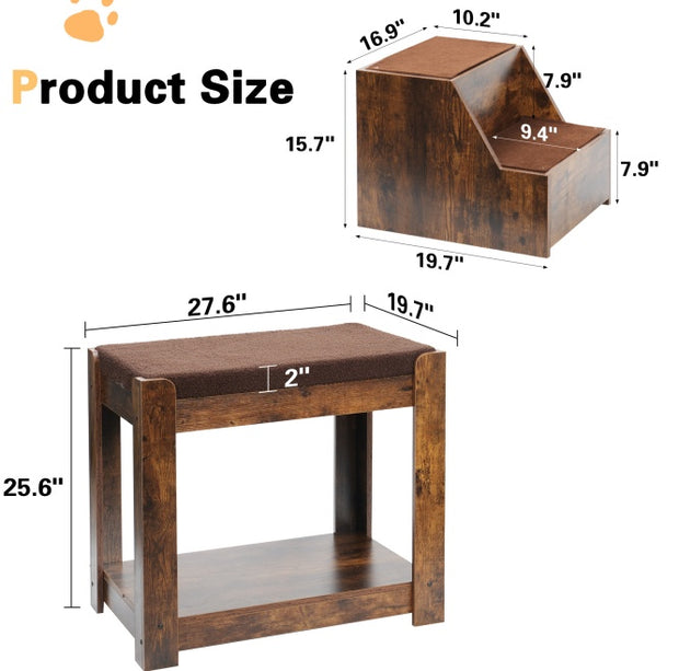 Pet Bunk Bed With Removable Step For Dogs And Cats, Multi-Level Bed Window Perch Seat Platform With Cushion And Cat Scratch Pad, Indoor Use