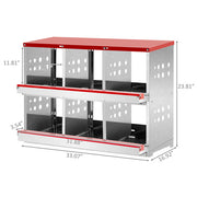6 Compartments, 84x43x62, Sloping Roof, Disassembled, Iron, Red