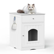 Wooden Pet House Cat Litter Box Enclosure With Drawer Side Table Cat Home Nightstand