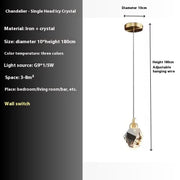 All Copper Light Luxury Crystal Chandelier Modern Minimalist Restaurant Three-Head Chandelier