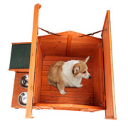 88x106x77cm Green Asphalt Roof Golden Red Main Body Fir House Type Cat And Dog House