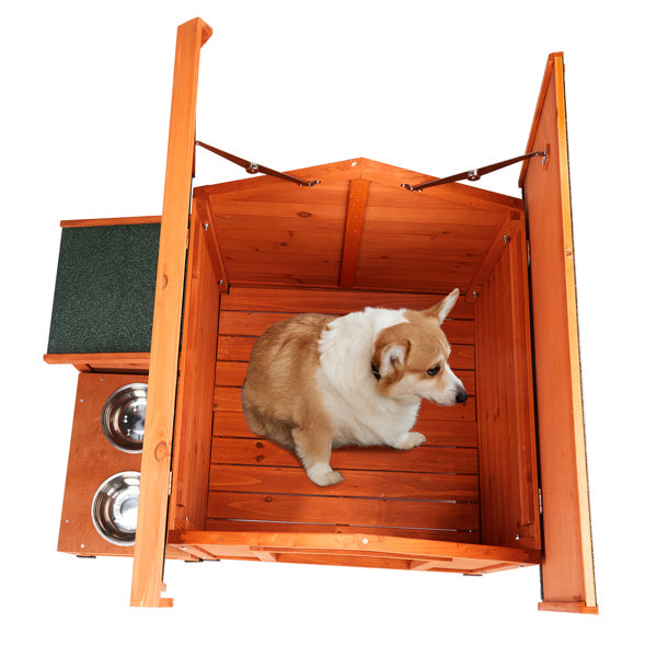 88x106x77cm Green Asphalt Roof Golden Red Main Body Fir House Type Cat And Dog House