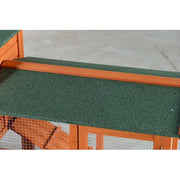 Large Wooden Rabbit Hutch, Outdoor Bunny Cage With Spacious Run, Waterproof Asphalt Roof, Pull-Out Tray And Ramp, Fir Wood Pet House For Rabbits, Chickens And Small Animals  Brown Green