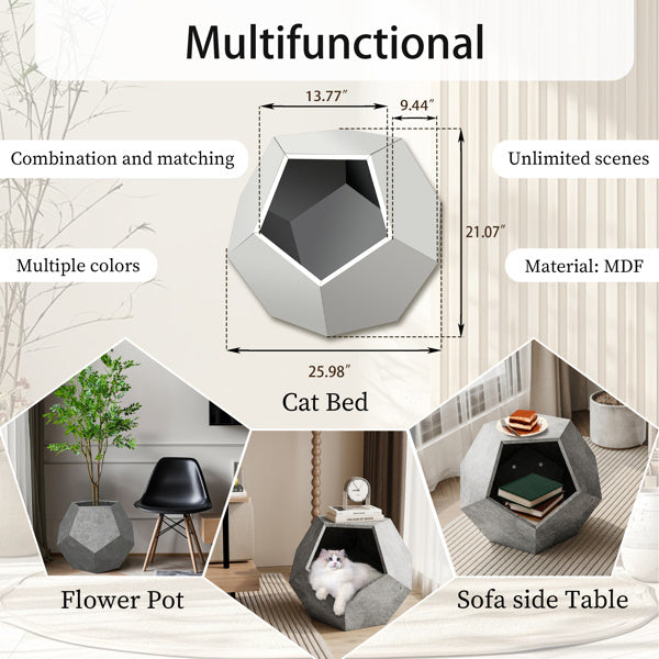 25.98 Inch Modern Pet Furniture, Including Cat Rack Side Table, Sofa Side Table, Flower Pot MDF Multifunctional Furniture, Cement Gray, Prohibited Platform Temu