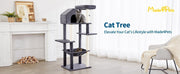 60 InchMulti-Level Cat Tree For Indoor Cats With Plush Hammock, Cozy Cat House, Scratching Post, Top Perch And Two Hanging Balls