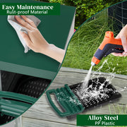 2 Compartments 54x52x47cm Pitched Roof House Iron-plastic Green Chicken Feeding Trough