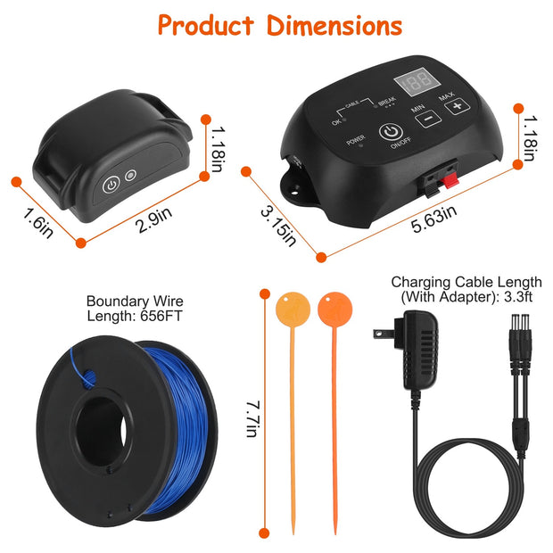 1Set Dog Fence System Pet Containment System With One Hundred Adjustable Levels IPX7 Waterproof Rechargeable Receiver Underground Fence For Small Medium Large Dog