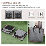 Portable Soft-sided Pet Cat Carrier With Divider, Two Compartments, Padded And Storage Bag, Grey