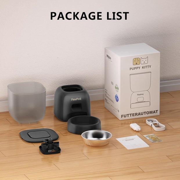 Smart Cat Feeding System - Dual Power Cat Feeder & Water Dispenser With Locking Lid, Desiccant Bag, Precise Portion Control For 4 Daily Meals, 10s Voice Recording Option