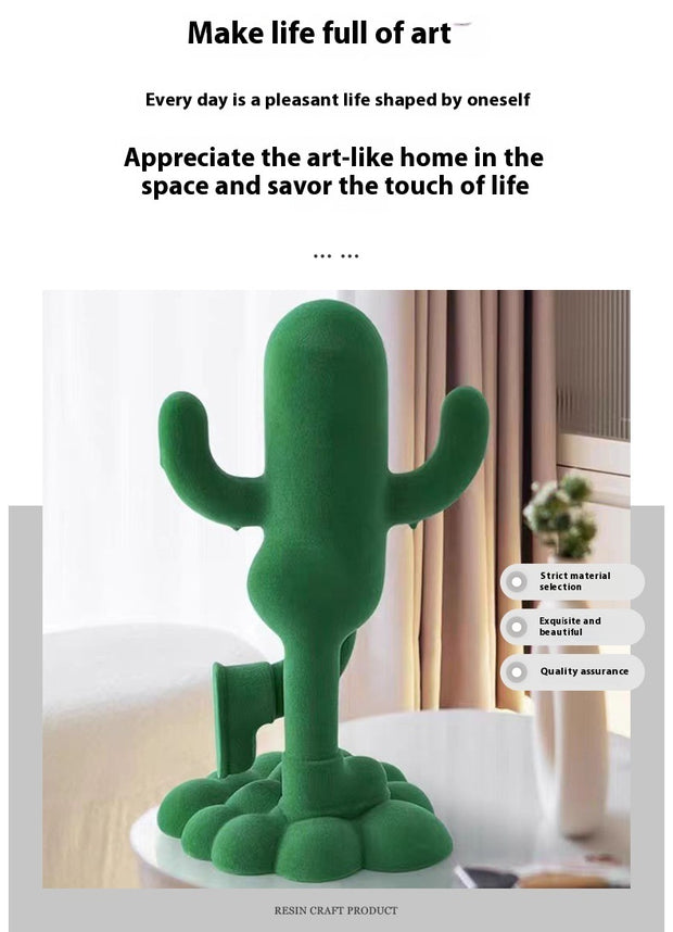 Funny Human-shaped Cactus Flocking Crafts Ornaments