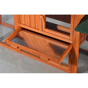 Large Wooden Rabbit Hutch, Outdoor Bunny Cage With Spacious Run, Waterproof Asphalt Roof, Pull-Out Tray And Ramp, Fir Wood Pet House For Rabbits, Chickens And Small Animals  Brown Green
