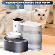 Smart USB Rechargeable Pet Water Fountain 101.44oz Self-Refill, Waste Separation, Non-Cartridge, Tilt-to-Drink, 2000mAh 18650 Battery, Ideal For Cats & Dogs